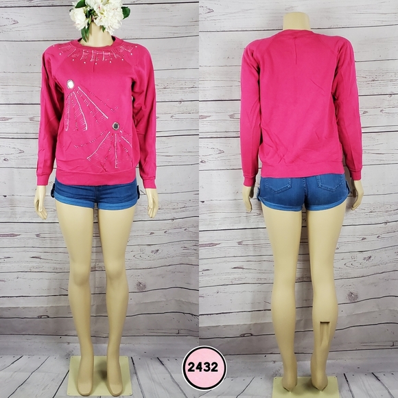 Hanes Tops - hanes her way pink medium spider web sweatshirt ( 5 for $20 )